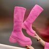Women's Boots Thick Heel Women Knee High Boots Solid Fashion Slip On Shoes Autumn Winter Ladies Stretch Slim Long Booties