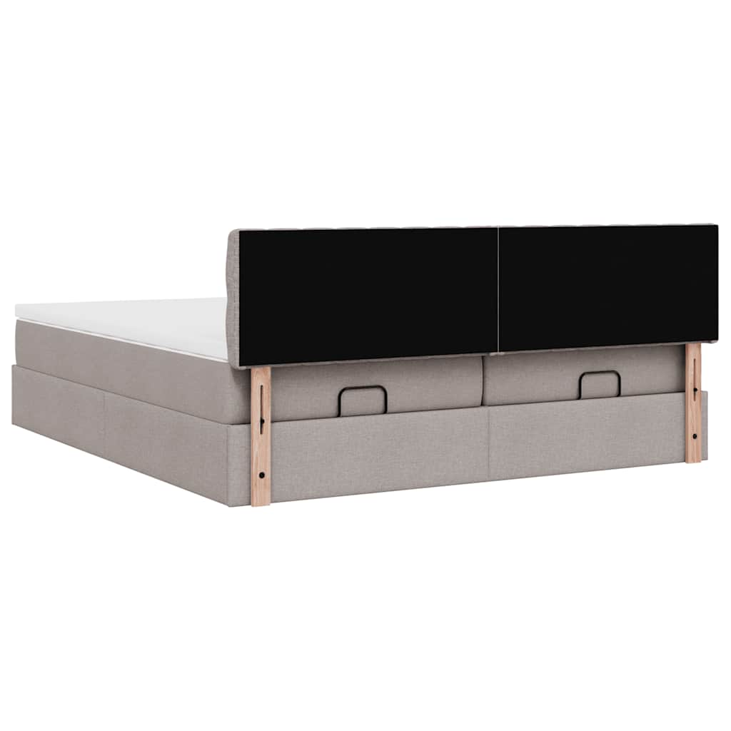 Ottoman Bed with Mattress Taupe 200x200 cm Fabric