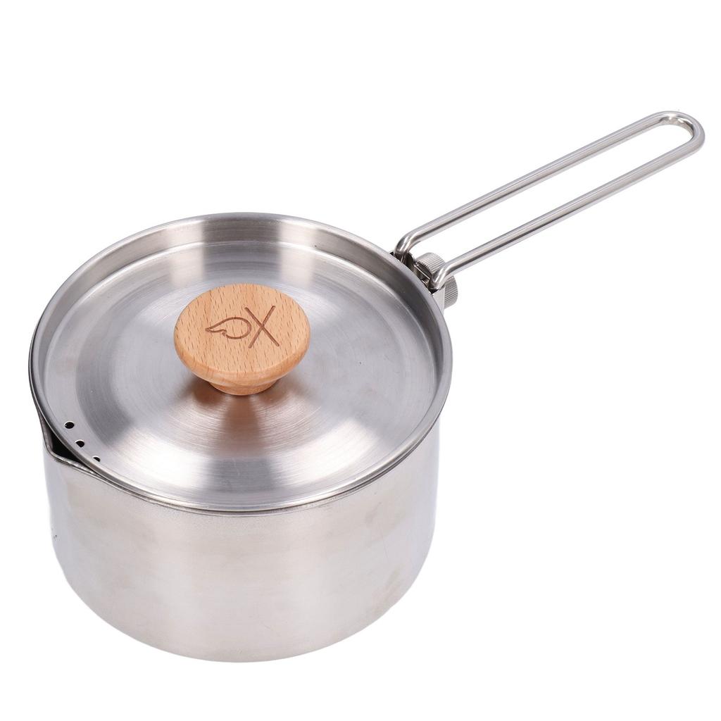 1000ml Camping Pot Stainless Steel Portable Outdoor Tea Coffee Pot with Detachable Handle for Picnic Hiking