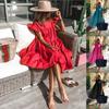Retro Oversized Patchwork Dress Women's Elegant O-Neck Ruffle Sleeve Midi Dresses Summer Female A Line Ruffled Sundress Vestidos