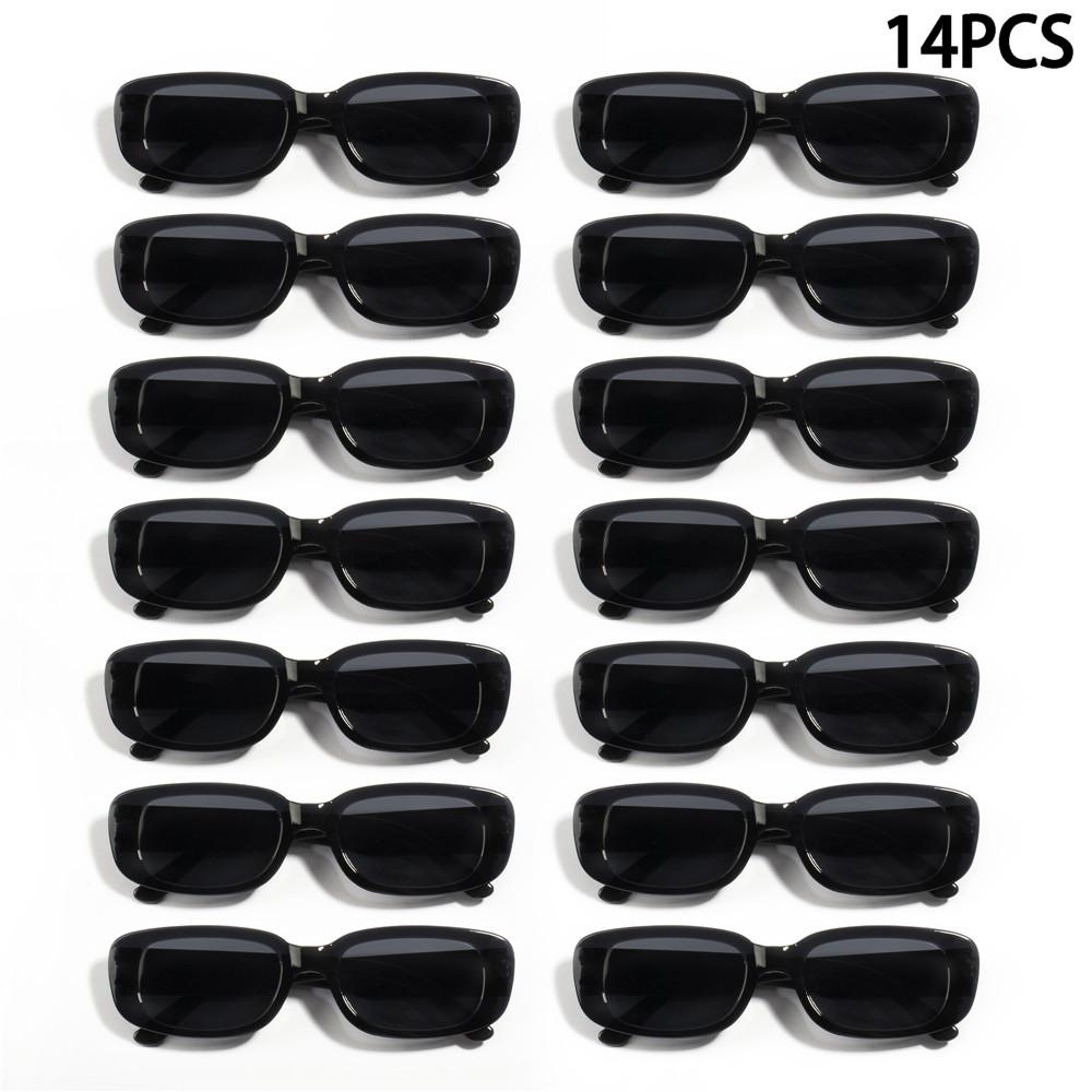 

14PCS Vintage Black Square Sunglasses Woman Luxury Brand Small Rectangle Sun Glasses Female Gradient Clear Mirror