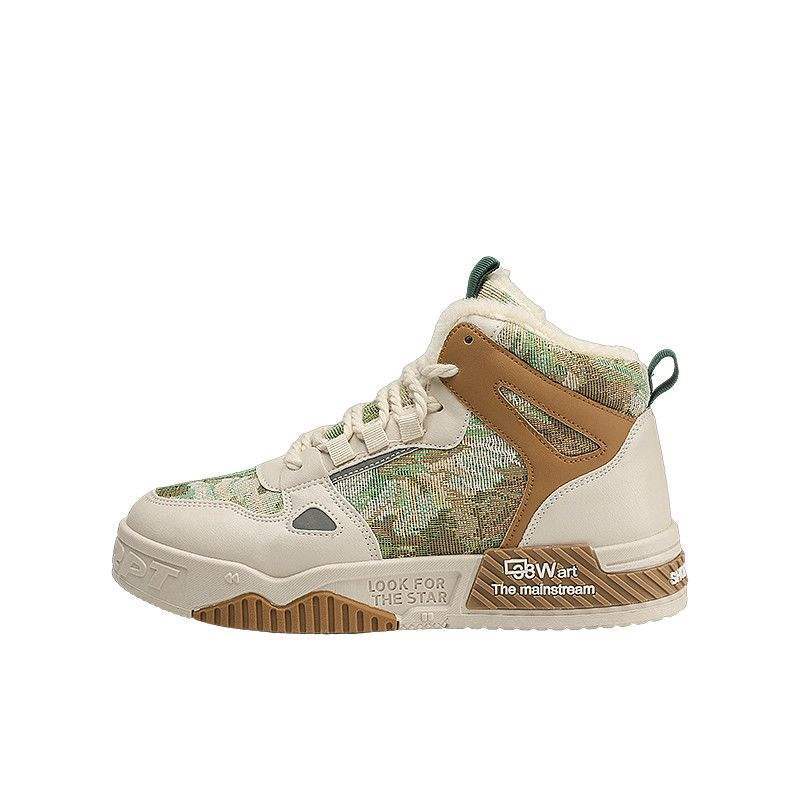 

Осенняя обувь для мужчин с увеличением роста, зимние бархатные хлопковые ботинки с высоким верхом 2025, новые повседневные трендовые спортивные кеды на платформе 44