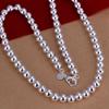 925 Sterling Copper 4MM/6MM/8MM/10MM Smooth Beads Ball Chain Necklace For Women Men Fashion Zircon