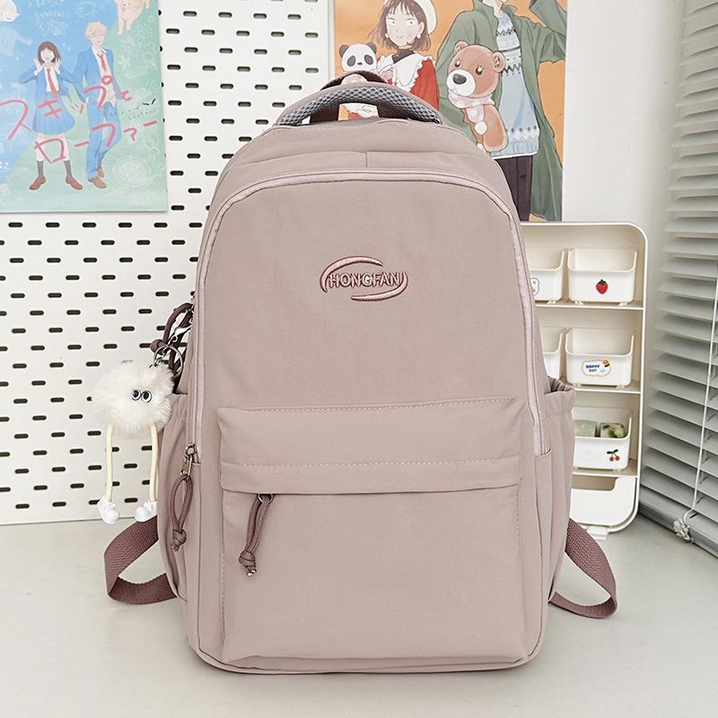 Schoolbag Small Fresh Literary Sense Girl Backpack Middle and High School Students Solid Color Lightweight Versatile Schoolbag Large Capacity Backpack