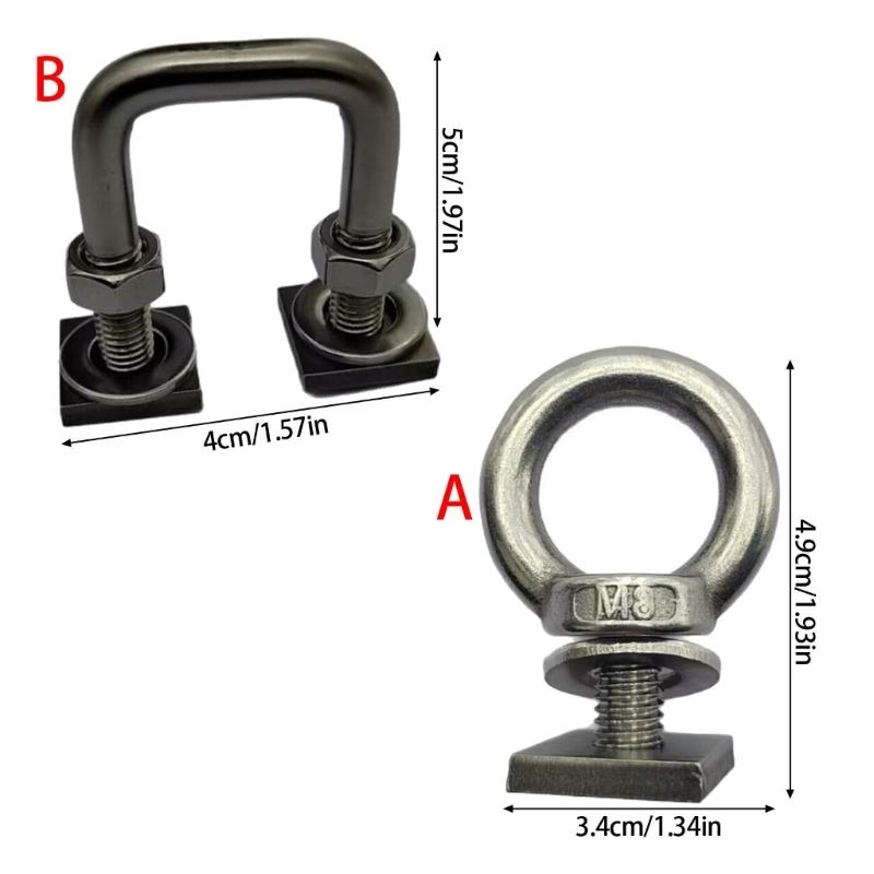 6Pcs Stainless T Track Mount Tie Down Anchors Eye Nuts T Slot Bolt Tie Down Anchoring Kit T Track Bolts for Roof Rack