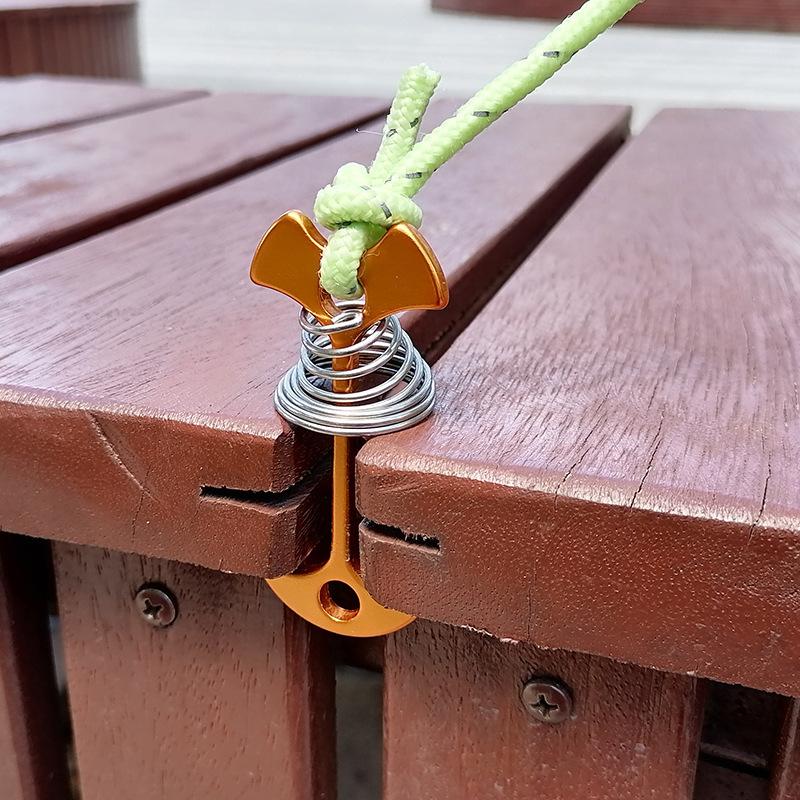Outdoor Deck Gap With Spring Fixing Fishbone Nails Wooden Board Plank Road Tent Fixing Nails Anchor-Shaped Windproof Pull Rope Buckle