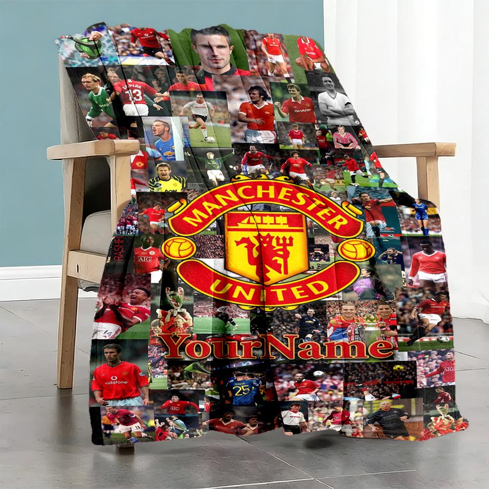Manchester Customize Your Name Blanket Multi-purpose Customizable Blanket Durable Comfort Perfect for Living Room Office Chair Couch Livingroom