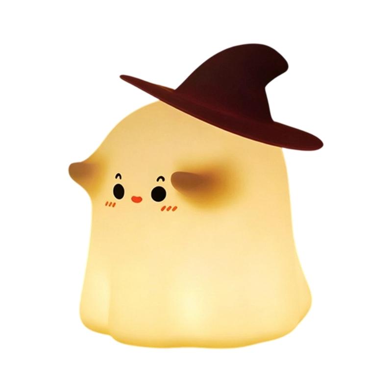 Soft Silicone Night Lamp with Tap-Activated Control and Rechargeable Power, 30 Minutes Auto Off, Halloween Pumpkin Light for Bedsides, Desk, or