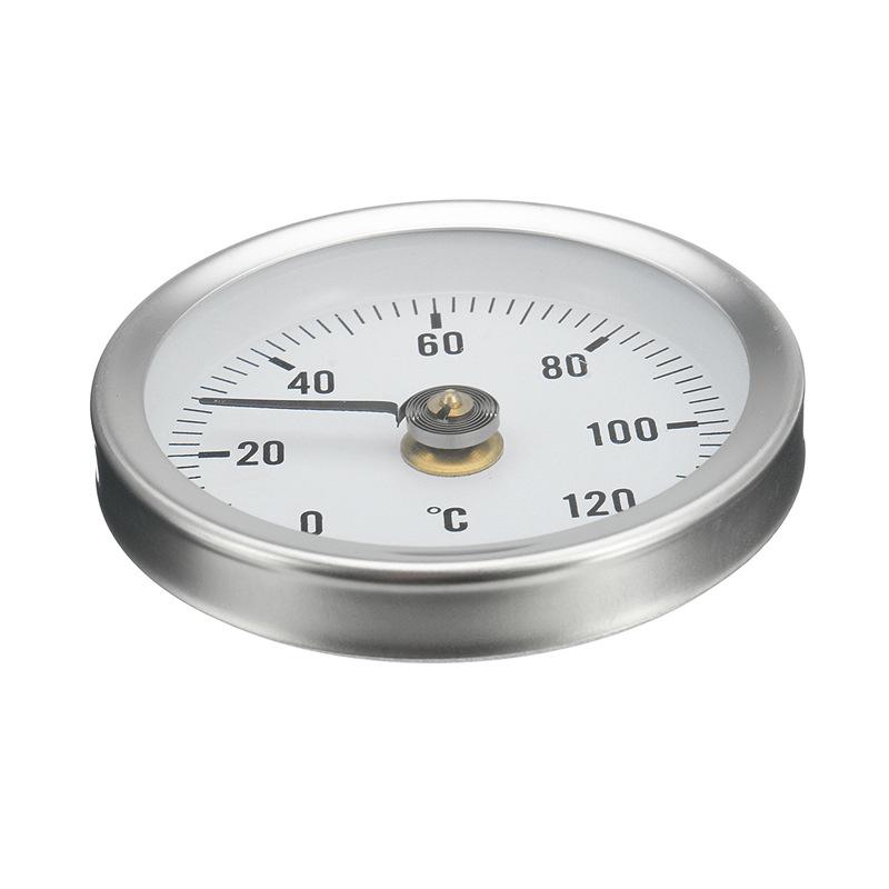 0-120℃ Stainless Steel Clamp-On Tube Thermometer On Tube Heating Spring 63Mm Metal Temperature Temp Gauge Spring Industrial Tool