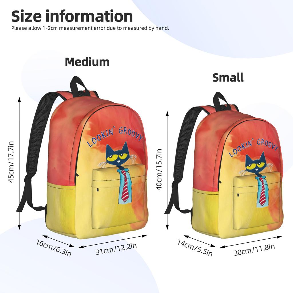 Pete the Cat  Casual Backpack Gift Student Work Groovy  Daypack for Men Women College Canvas Bags