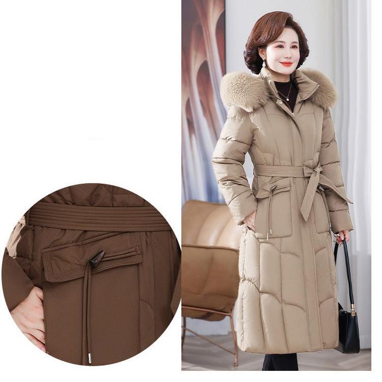 Iarnă Femei Palton Puf Parka Jachete Puf Lung Slim Guler Blană Glugă Parka Mamă Paltoane Calde Îmbrăcăminte Exterioară