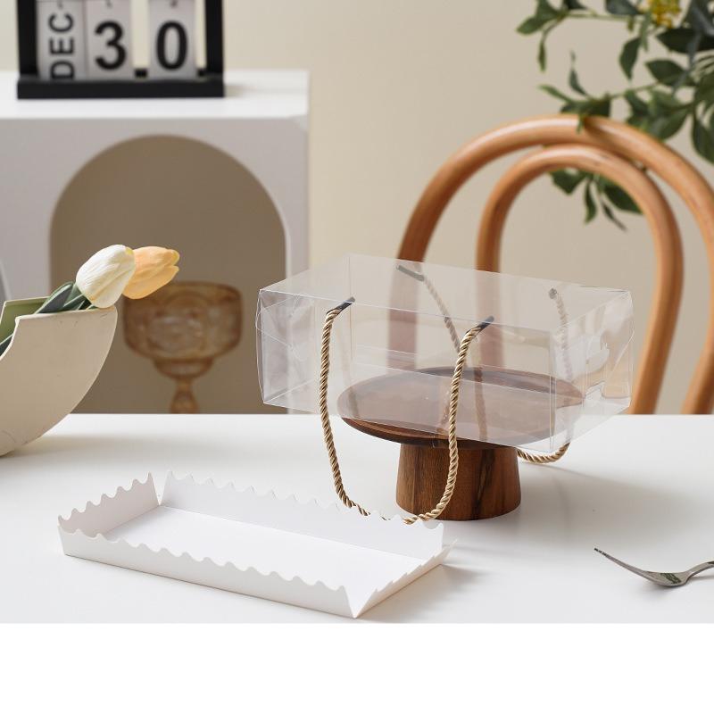 Thickened PET Rectangular Cake Box Transparent Dessert Packaging Case Handheld Biscuit Dessert Boxes 10pcs Empty Box Without Food Portable