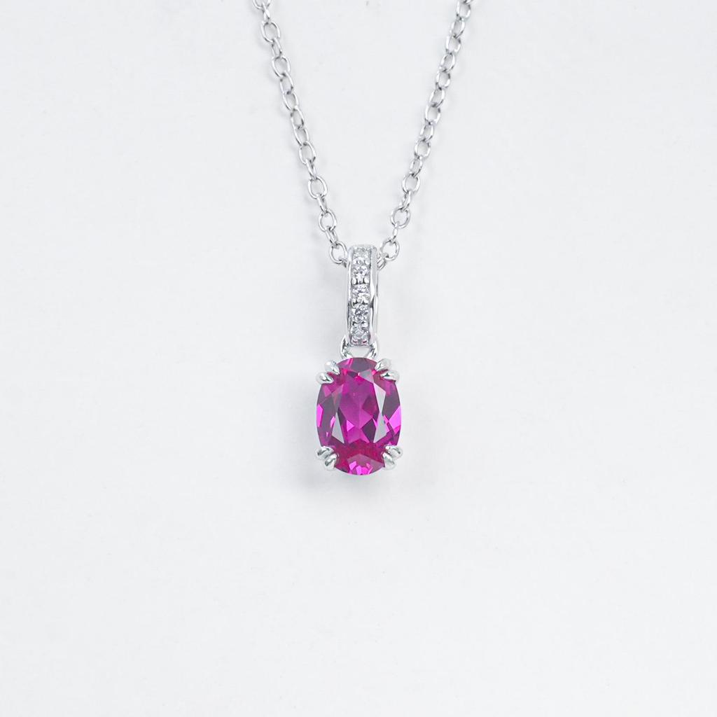 Elegant Single Red Ruby Silver Necklace for Women - Perfect Daily Wear, Versatile, and Ideal Valentine's or Birthday Gift.
