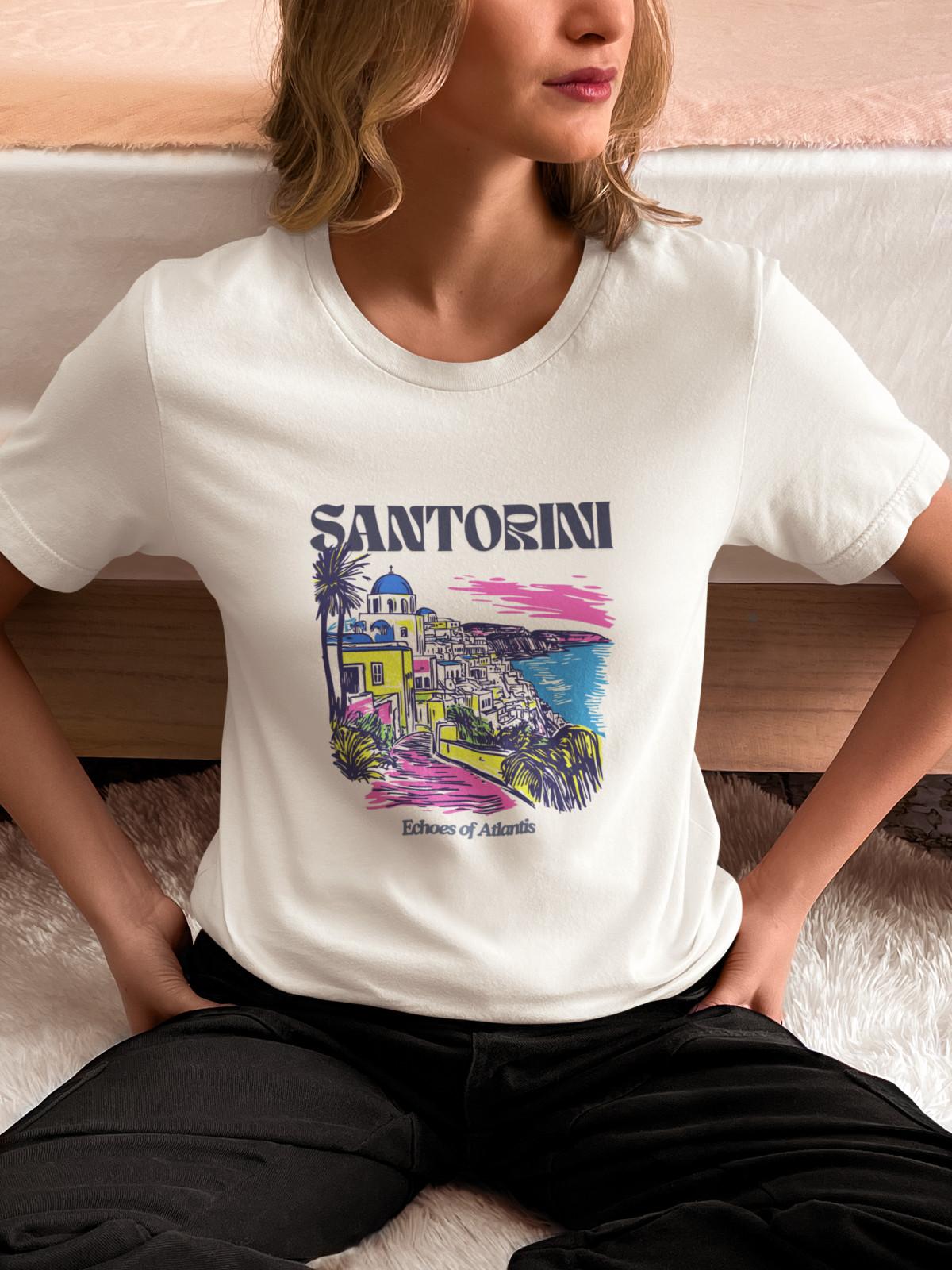 Santorini Greece T-Shirt Mens Womens Tees Top Gift | Greek Island Travel Souvenir Tee Shirt S