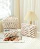 Hand-held makeup bag large capacity small floral storage bag portable quilted cotton fabric cute flowers travel bag