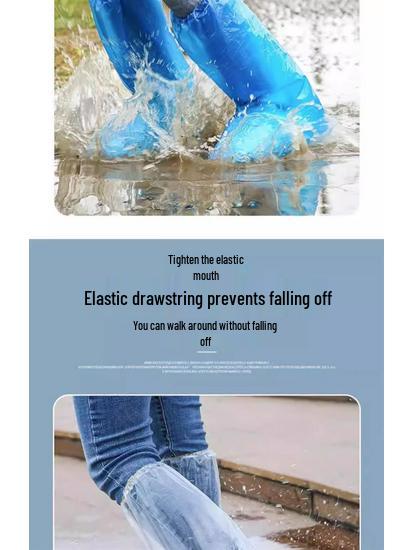 Waterproof Non-Slip High-Top Rain Shoe Covers for Men, Women, and Kids – Thick and Transparent for Rainy Days.