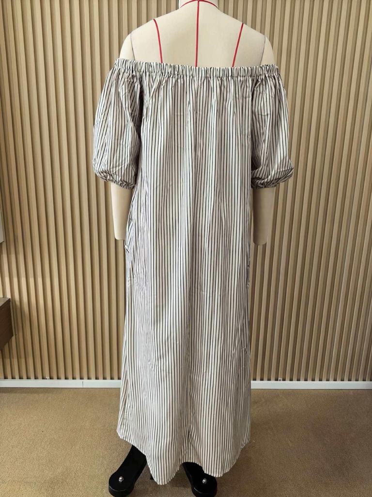 Elegant One-Shoulder Striped Summer Dress for Women