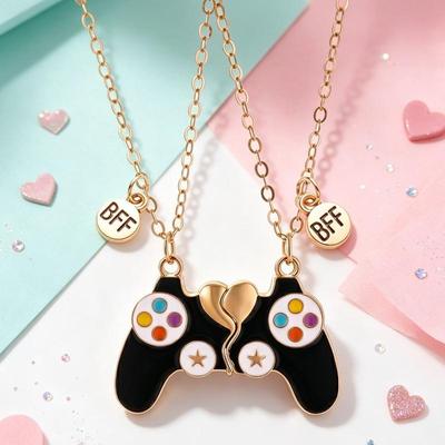 2 Pièces Poignée de Console de Jeu Aimant Pendentif Meilleures Amies Chaîne de Collier Mignon Bff Bijoux d'Amitié Charme