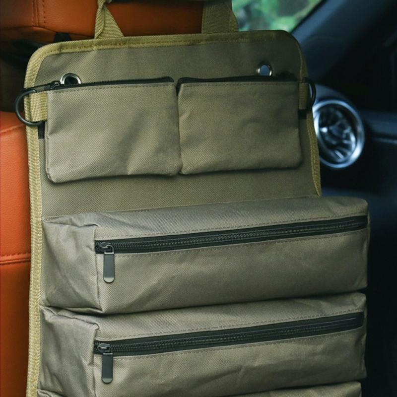 Werkzeugrolle Tasche Leinwand Werkzeugtasche Aufrollbare Tasche Kleine Werkzeugtasche mit 4 Reißverschlusstaschen Verschleißfeste Werkzeug-Transporttasche Werkzeug