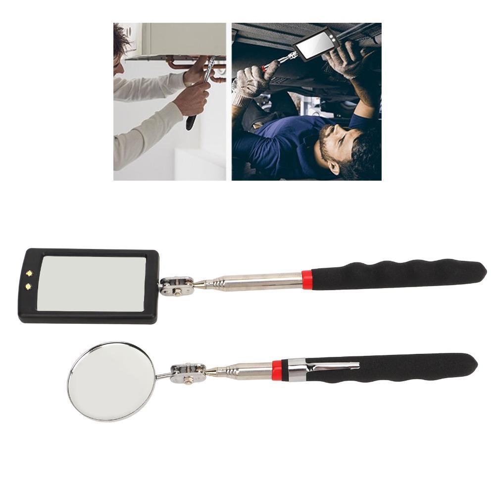2pcs 360 Swivel Inspection Mirror Square Mirror LED Lighted Mirror Small Parts Observation