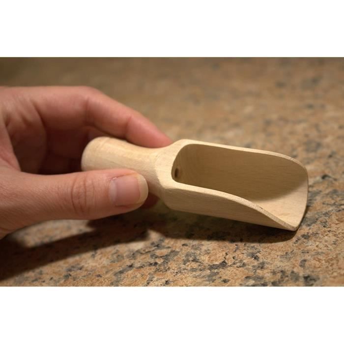 efo ensemble de 3 cuillères en bois pratiques - pelles à sel et à épices en bois - cuillère à graines en bois - taille 10.5 cm