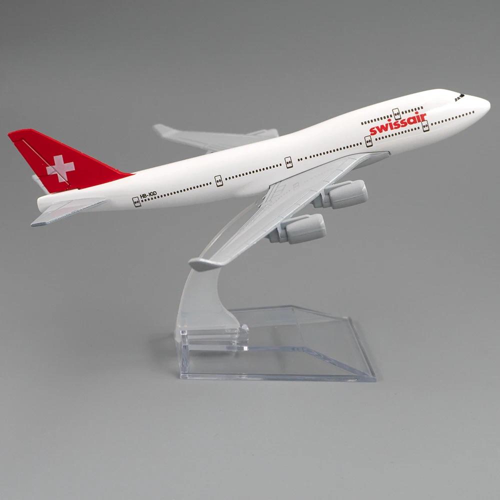 1/400 Scale Aircraft Boeing 747 Swiss Air 16cm Alloy Airplane B747 Children Kids Gift for Home Decoration