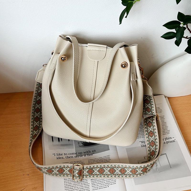 Bolso cruzado de hombro tipo cubo con correa ancha estilo coreano para mujer