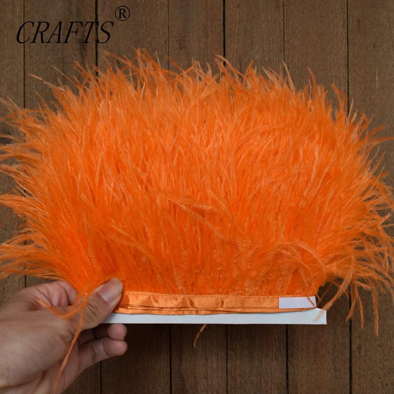

FeatherHigh quality fluffy ostrich feather trimming cloth sideband 5M 10M long DIY clothing accessories decorative accessories 8-11cm 5M помаранчевий