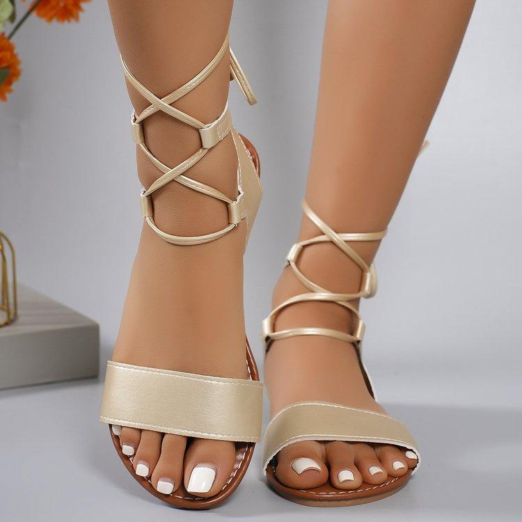 Women's Cross Strap Sandals Summer New Fashion Flat Open Toe Sandals for Women Gladiator Beach Flip Flops