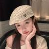 Japanische gehäkelte Netz-Barettmützen für Damen Gestrickte Kappe Atmungsaktiv Ausgestanzt Malerhüte Sommer UV-Schutz Reise Strandkappen