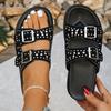 Summer fashion new rivets double-breasted outer wear thick-soled slippers large size word drag cool slippers women