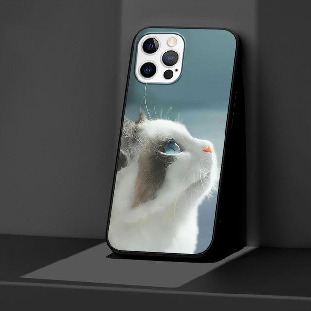 Cute Cat Black Case For Apple Iphone 11 13 12 Mini 14 Pro Max Xr 7 8 +Se 2020 Xs 6 6s Plus 5 5s Silicone Phone Cover Cartoon