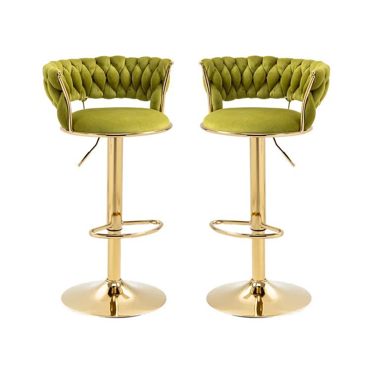 Adjustable Rotating Bar Stool with Backrest for Home or Front Desk