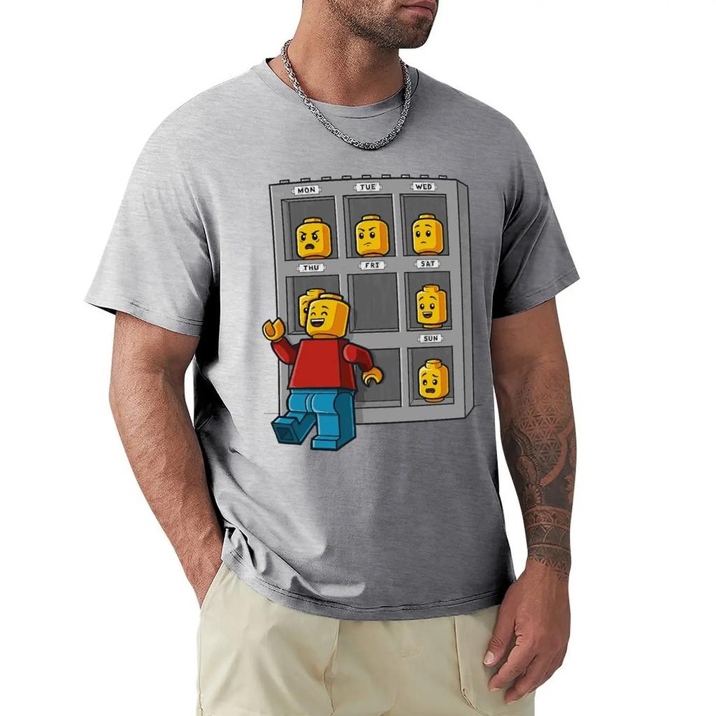 Maglietta Face-Lego Harajuku Manica Corta Maglietta 100% Cotone Maglietta Grafica Top