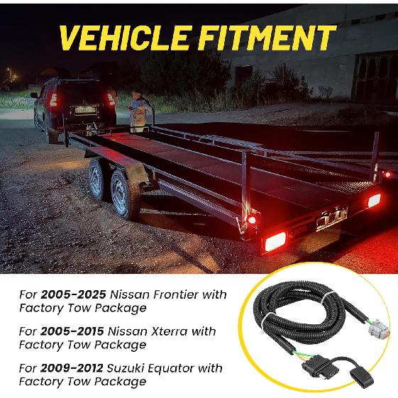 Oyviny 4 Way Flat Trailer Wiring Harness For Nissan Frontier 2005-2025/Nissan Xterra 2005-2015/Suzuki Equator 2009-2012, Factory Tow Package Required