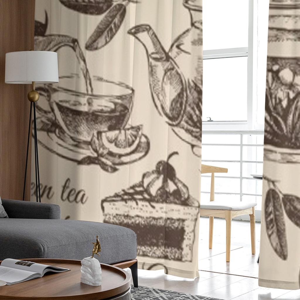 Tee und Kuchen, luxuriöse Chiffon-Vorhänge für Wohnzimmer, Schlafzimmer, Dekoration, Fenster, Voiles, Tüllvorhang