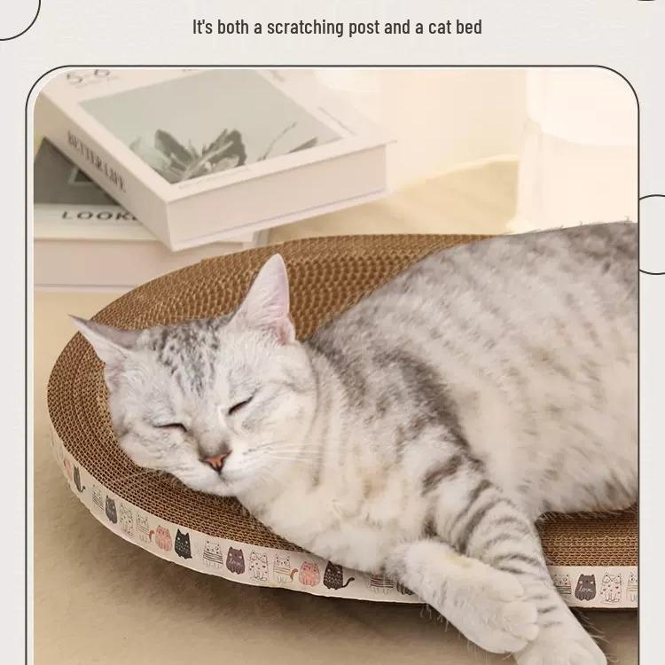 All-in-One Cat Bed & Scratching Board: Durable, Debris-Free, Large Round Design with Paw Basin & Claw Grinding Features