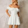 Summer fashion new lace splicing suspender dress, European and American sexy hottie backless shoulder A word short skirt