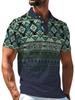 Men's Outdoor Short-Sleeve Polo Shirt with Vintage Pattern Print, Available In Multiple Sizes. Men's Lapel Polo, Slim Fit Top Suitable for Spring,