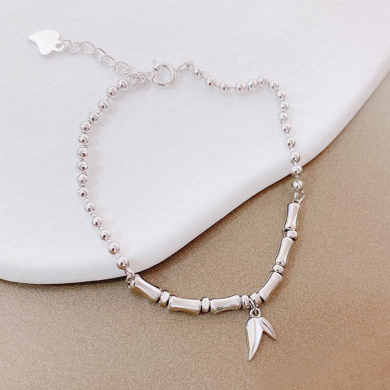 Women's High-End S925 Sterling Silver Bamboo Bead Bracelet: Elegant Chinese Ancient Style