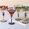 Elegant Margarita Glass Cup Intricate Hand Painted Pattern Colorful Mexicans Cocktail Drinkware For Party Decoration