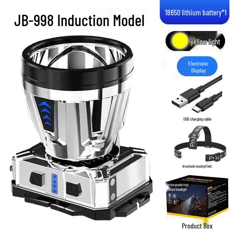 High-Brightness Waterproof Headlamp: Multifunctional, Long Battery Life, Electric Display—Ideal for Outdoor, Emergency, and Fishing Use