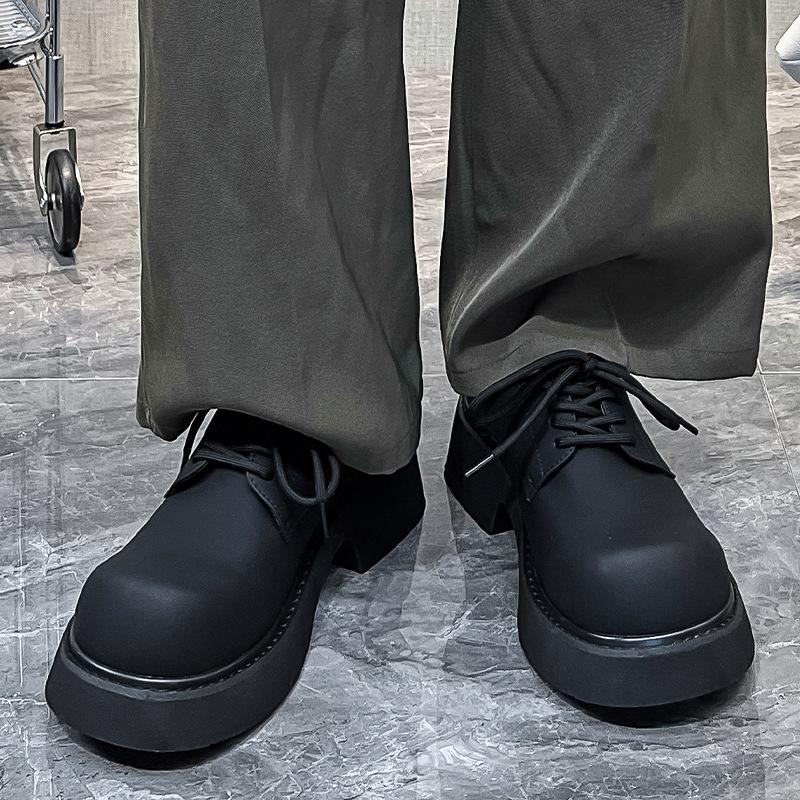 Shoes Men's trendy black platform big head casual leather shoes European and American trend versatile height increase Derby shoes 9522-Z
