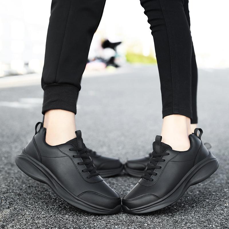 Jesienne, całkowicie czarne buty sportowe, wodoodporne i antypoślizgowe buty dla mamy, lekkie, miękkopodstawne buty codzienne, duży rozmiar.
