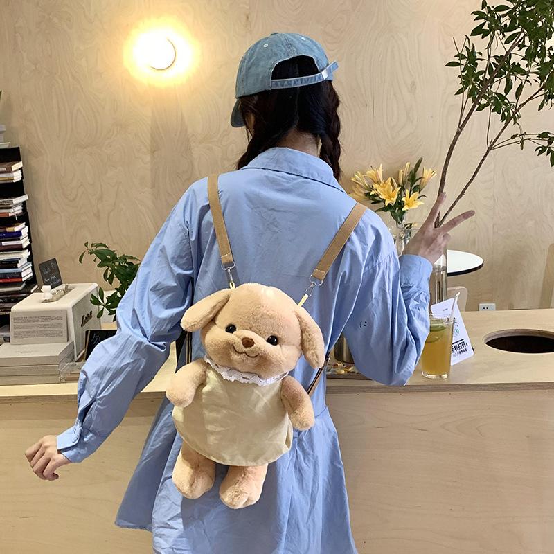 Schoolbag cute poodle backpack doll bag dog plush toy doll girl birthday gift