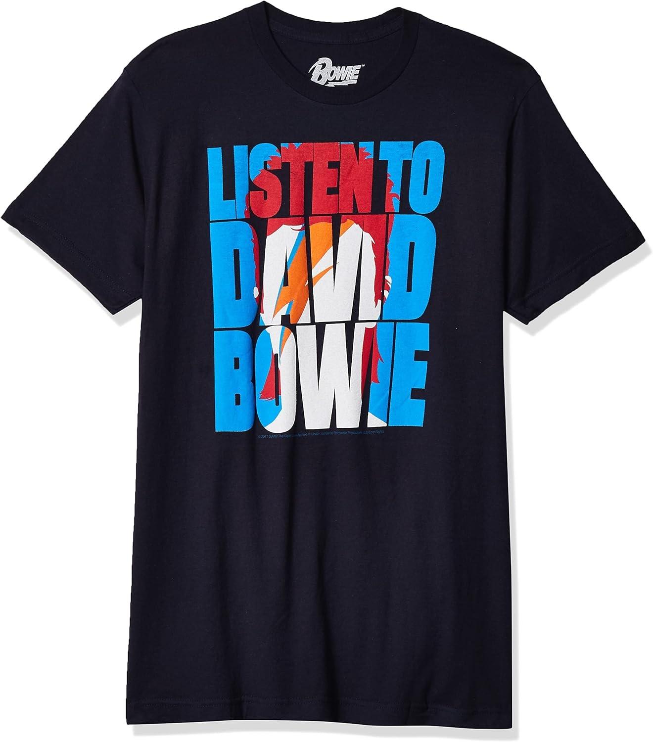 Liquid Blue Unisex-Adult Standard David Listen to Bowie Aladdin Sane Short Sleeve Tee XXXXXL чёрный