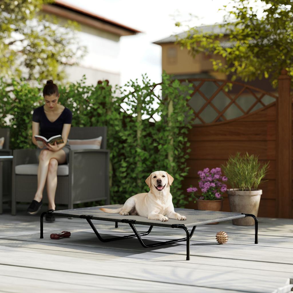 Outdoor Dog Bed, Elevated Dog Bed for Large Dogs, with Washable Mesh Steel Frame, 152 X 94 X 23 Cm, Grey
