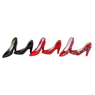 3 Pairs 1/12 Scale Dollhouse Mini Hand Drawn Shoes Miniature High Heels Shoe Decoration For Doll Diy Accessories Toys