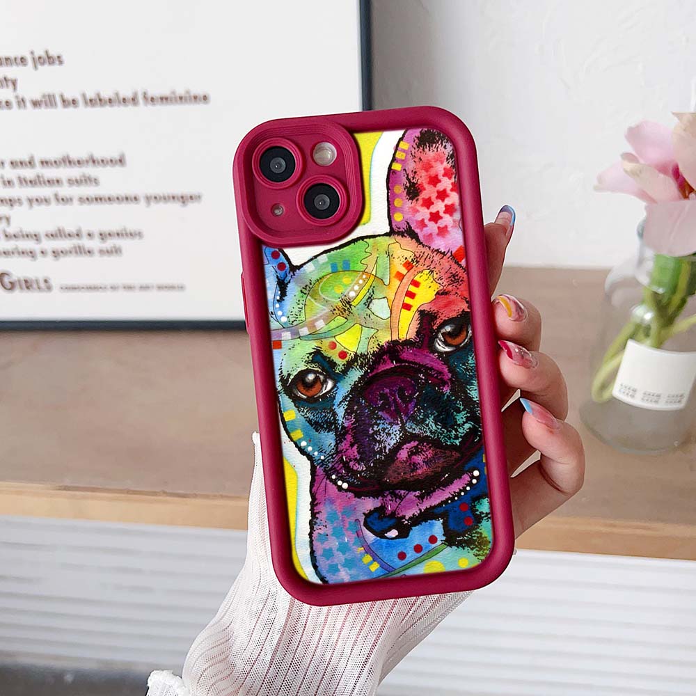 Sky Eye Ladder Phone Case for iPhone 15 14 13 12 11 Pro Max Samsung A15 A25 A24 A54 A14 Huawei Honor 90 Angel Eye Soft Cover A44 French Bulldog Dog