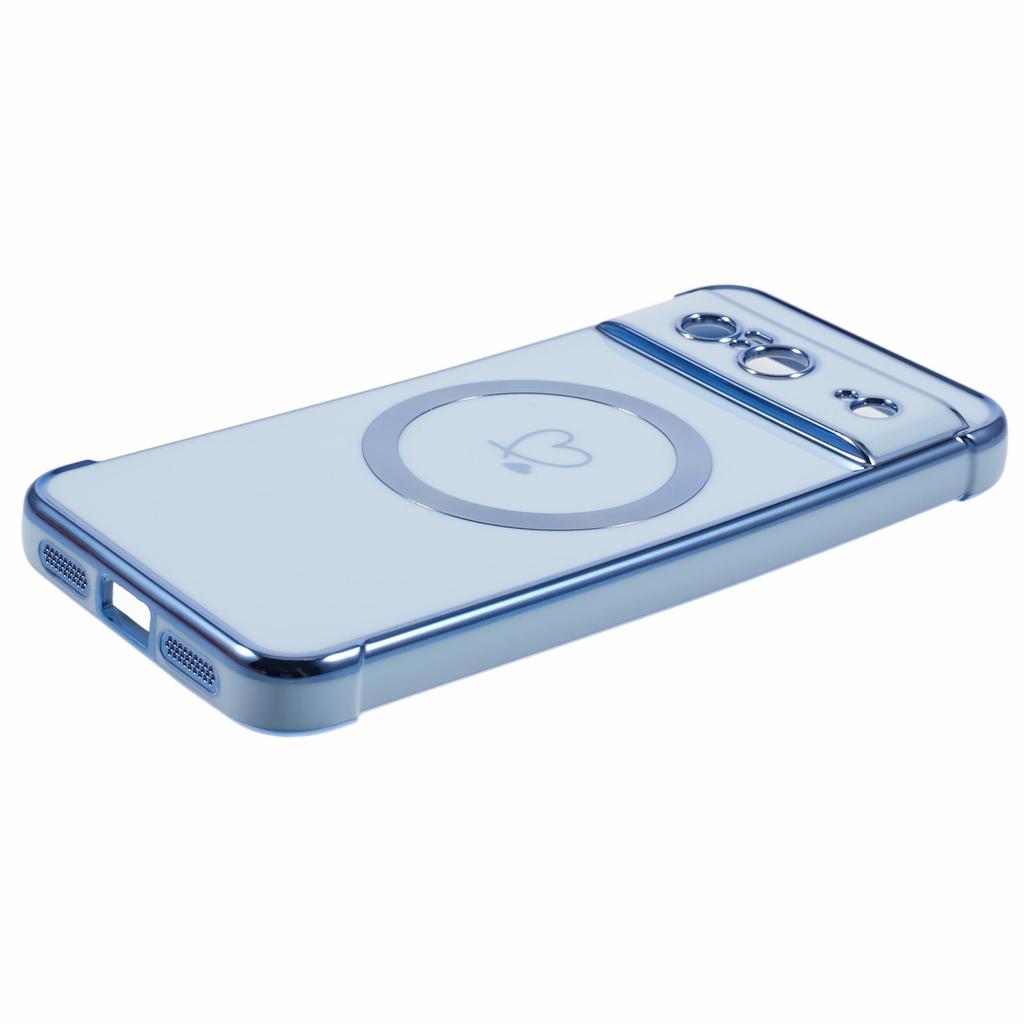 Für Google Pixel 8 Hülle Kompatibel mit MagSafe Galvanisierte TPU Handyhülle Ausgehöhlte Liebesherzen